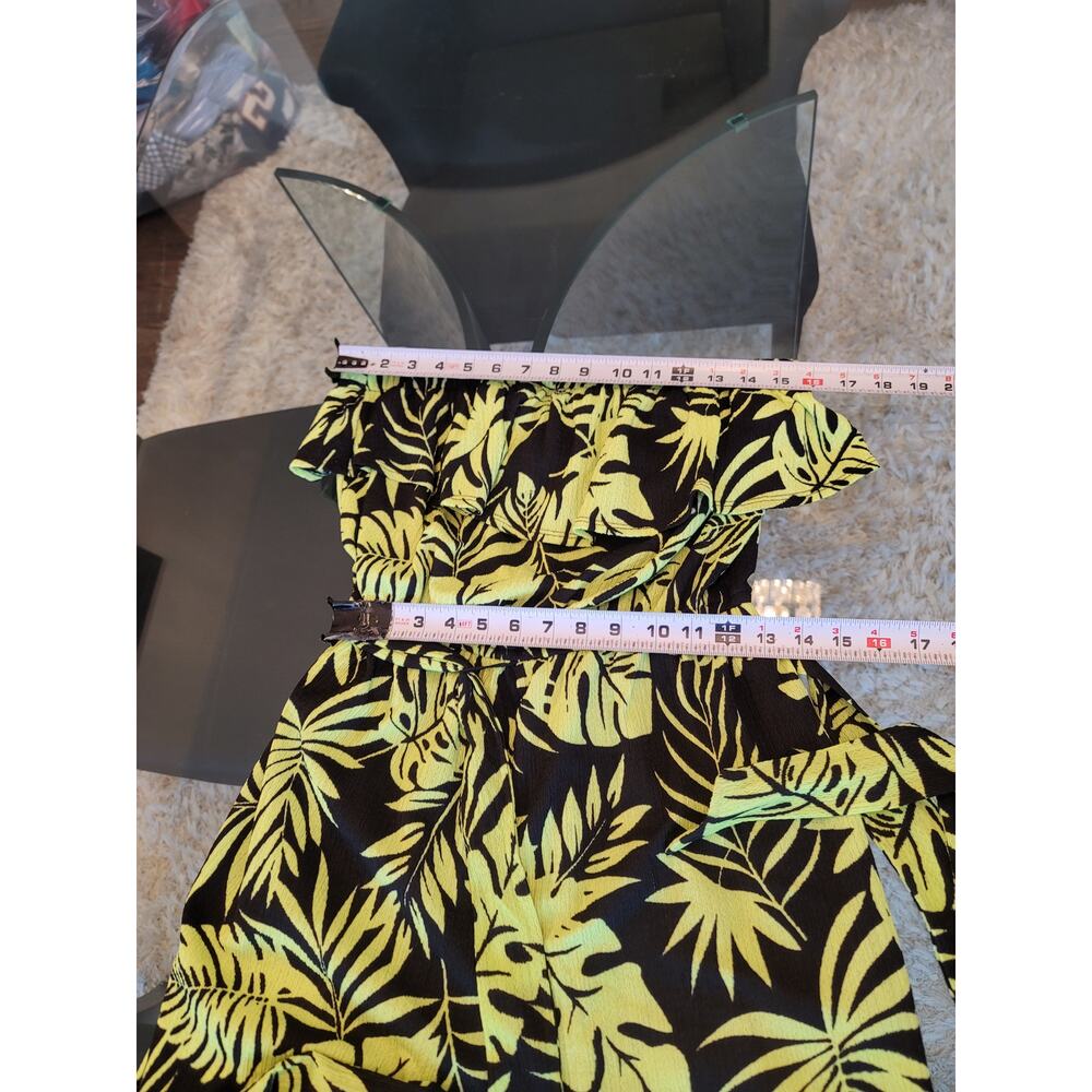 CATO Leaf Print Strapless Jumpsuit Women's Size Large Green Black Summer - Picture 11 of 11